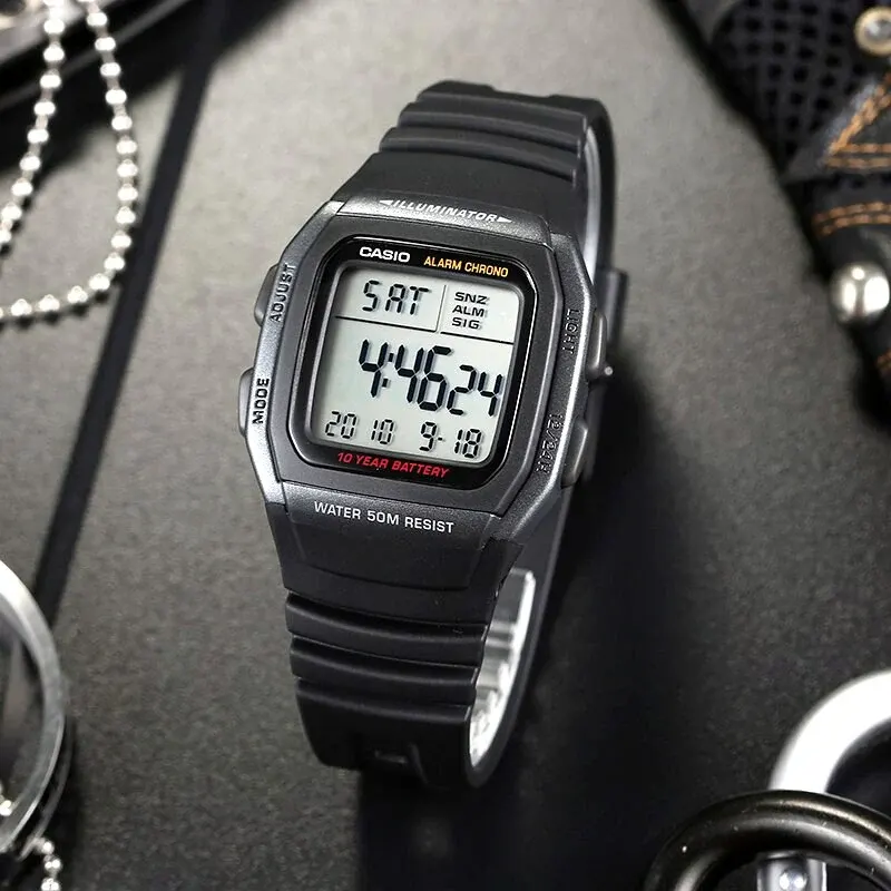 Casio Digital Grey Dial Black Resin Men's Watch- W-96H-1BVDF